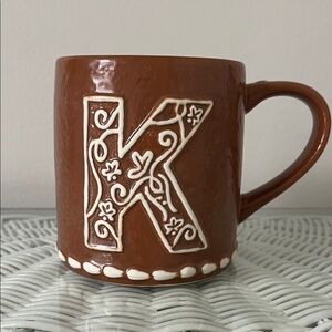 Pottery barn gingerbread “K” mug